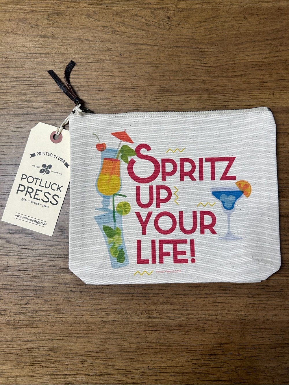 NWT Spritz Up Your Life Canvas Zip Pouch